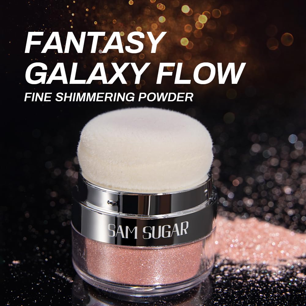 Glitter Body Highlighter Powder Body Shimmer Sparkle Face Brightening Highlighter Powder for Face Eyes Body Glow Makeup With sponge head(01#)