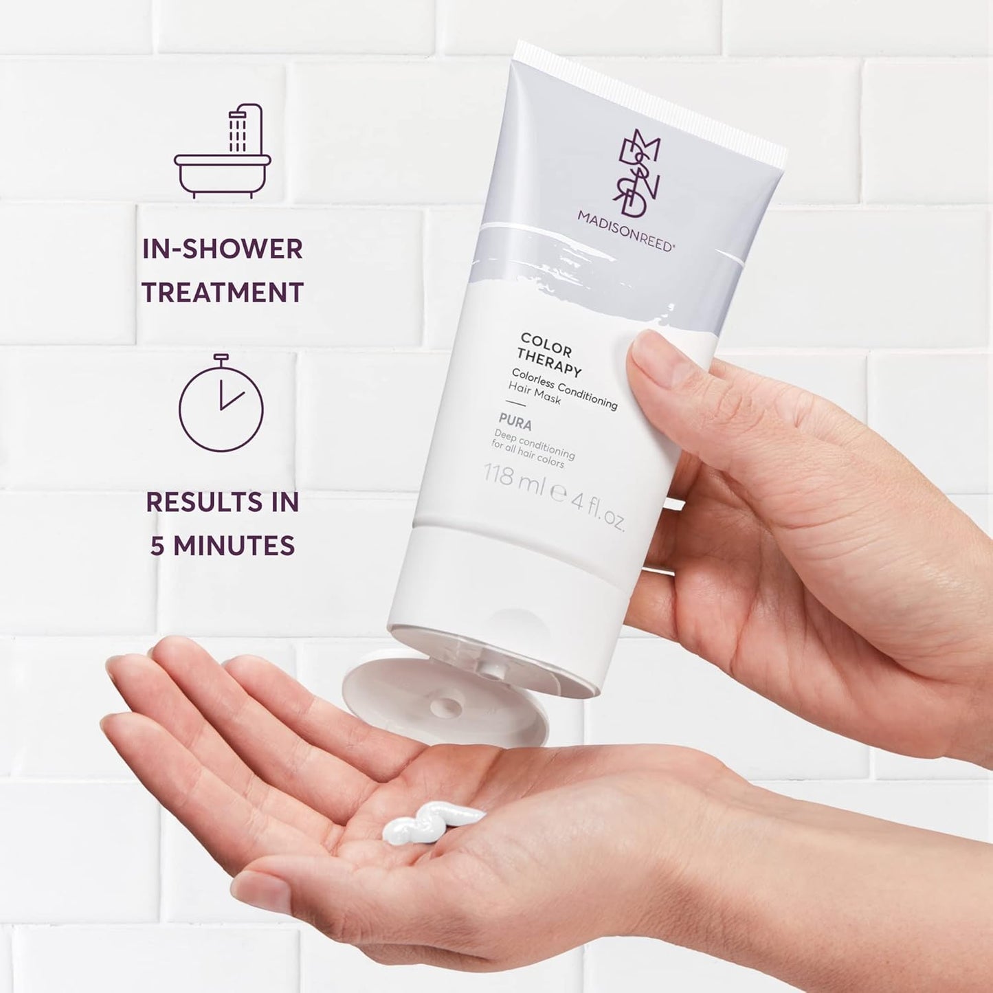 Madison Reed Color Therapy, Pura, Deep Conditioning Hair Mask & Restorative Treatment, Adds Intense Hydration, Keratin & Argan Oil, 4 Fl Oz (118 mL)