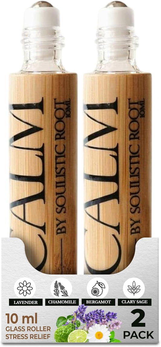 Calm Essential Oil Roller, Calm Essential Oil Roll On Blend, 10ml Glass Roller- Stress Relief, Essential Oil Blends, Aromatherapy Self Care Products for Women