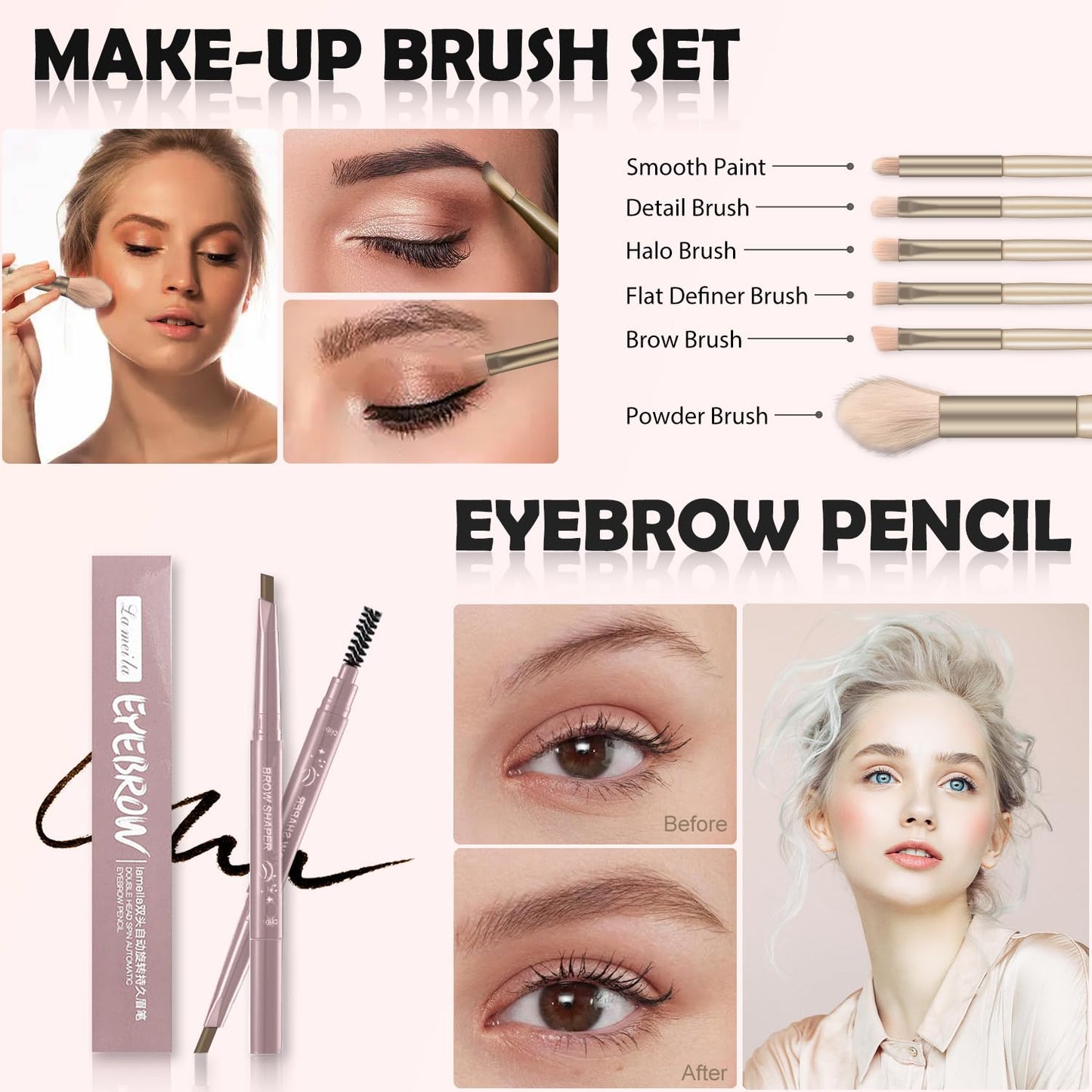 All in One Makeup Kit - Makeup Set for Women, Girls & Teens, Include 10 Colors Eyeshadow Palette, Lip Gloss, Eyebrow & Eyeliner Pencil, Waterproof Mascara, 6 Pcs Makeup Brushes (Morandi Cement)